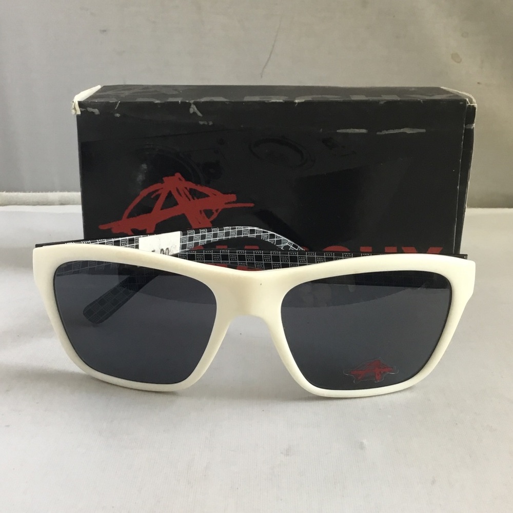 Anarchy White Frame Dark Gray Lens Sunglasses